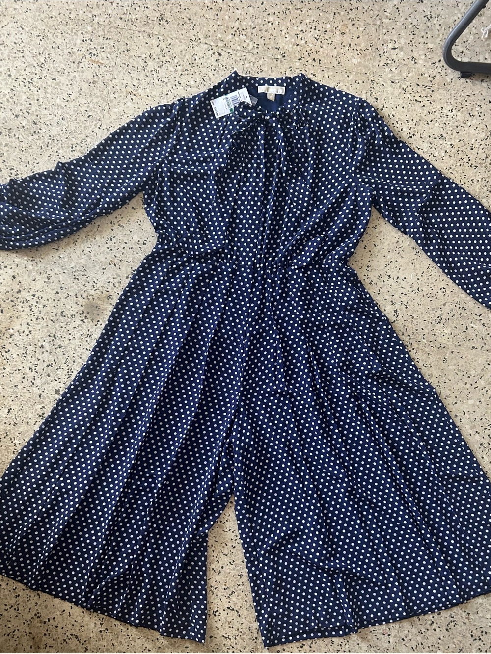 Michael Kors Polka Dot Navy Wide-Leg Jumpsuit